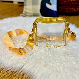 Clear Square Stadium Bag with gold trim FREE SHIPPING!